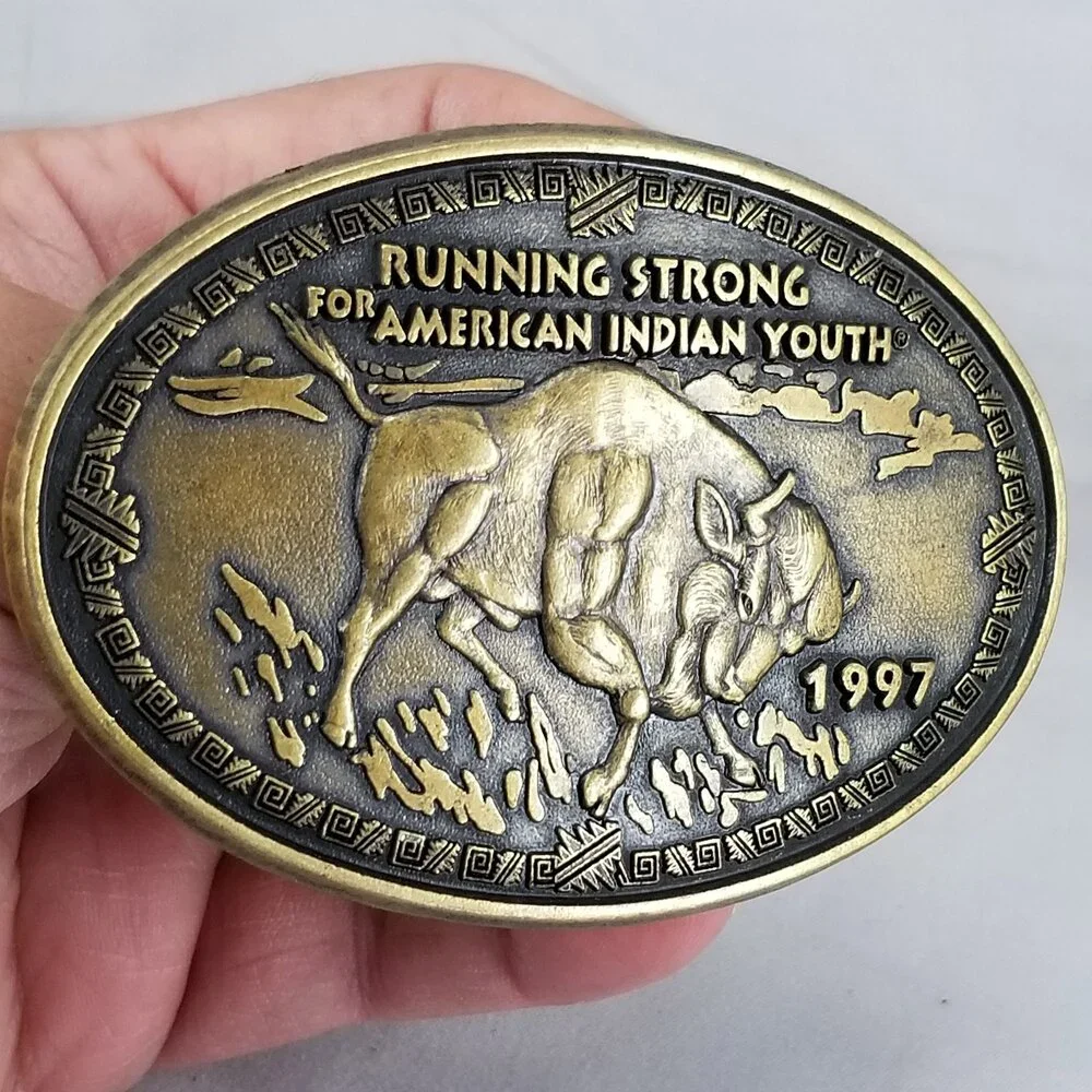 Belt Buckle 1977 Buffalo Running Strong For American Indian Youth Native America